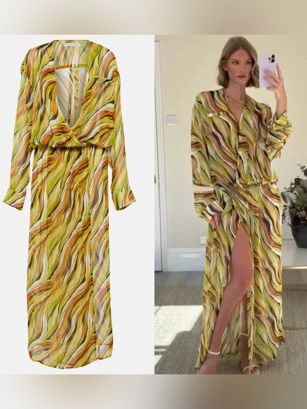 New Christopher Esber Printed Silk Shirt Dress
